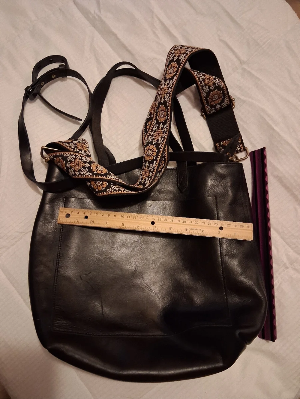 Classic Black Madewell Leather with Embroidered Adjustable Strap - Picture 2 of 5